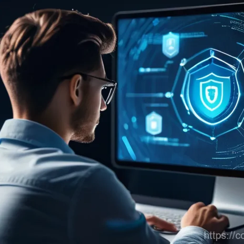 소비자 보호와 관련된 최신 연구 논문과 사례 연구와 분석 - **Digital Fortress: Securing Personal Data.**
**Prompt:** A young adult, dressed in casual smart...