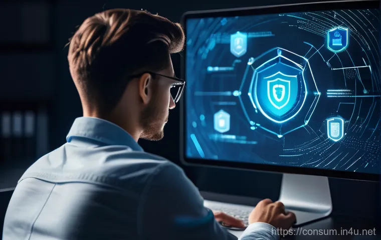 소비자 보호와 관련된 최신 연구 논문과 사례 연구와 분석 - **Digital Fortress: Securing Personal Data.**
**Prompt:** A young adult, dressed in casual smart...