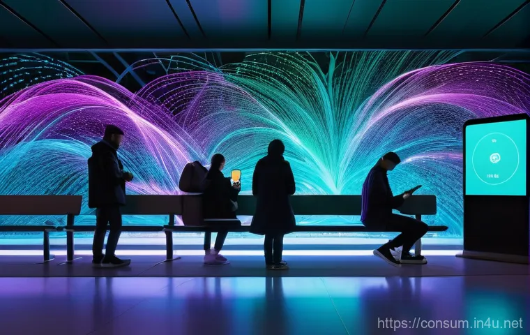 소비자 행동 데이터를 활용한 맞춤형 서비스 개발 - **Digital Footprints and Personalized Insights:** A dynamic, wide-angle shot of a diverse group of u...