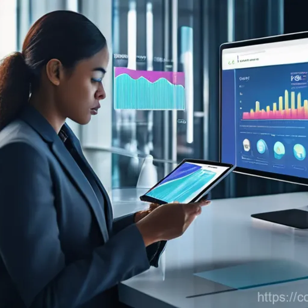 소비자 행동 데이터를 활용한 전략 개발 - **Image Prompt 1: The Nexus of Data Collection**
A wide shot of a futuristic yet inviting office...