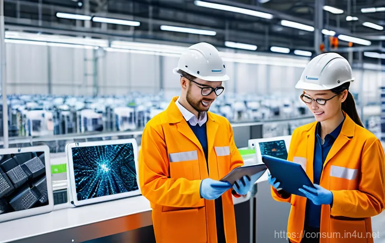 소비자 행동 데이터를 활용한 지속 가능성 전략 - **Prompt 1: Data-Driven Sustainable Production and Smart Inventory**
"A sleek, futuristic factor...