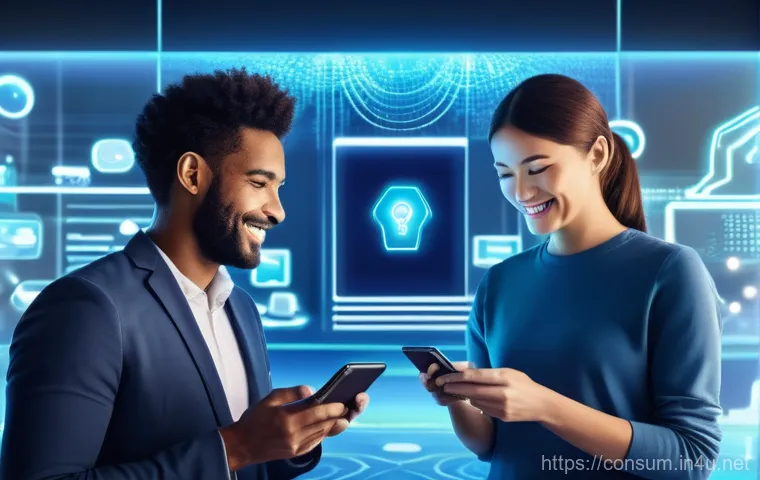 소비자중심 경영 사례와 성공적인 시장 전략 연구와 분석 - A vibrant and modern image depicting diverse consumers of various ages and backgrounds happily inter...