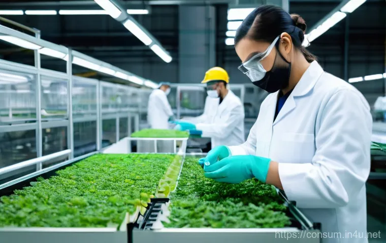 소비자중심 경영과 지속 가능성 전략 사례 연구 - **Sustainable Innovation: Eco-Friendly Packaging Production**
    A bright, futuristic factory floor...