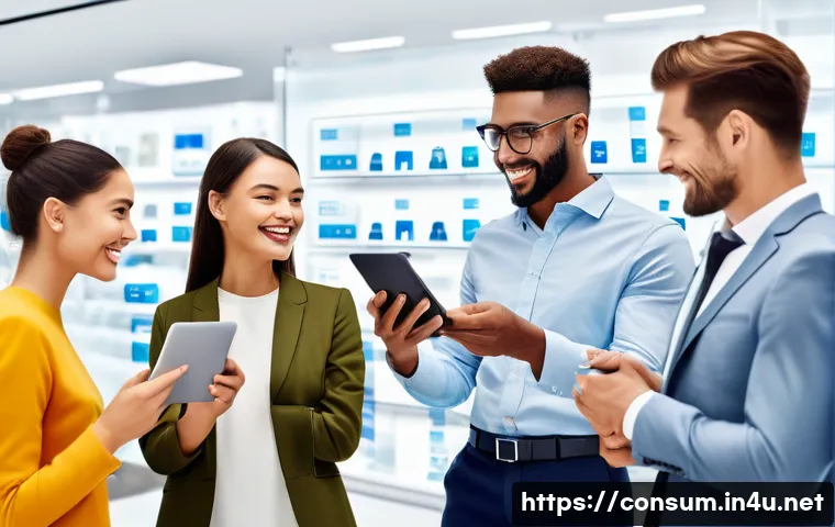소비자 보호와 관련된 국제 규정 - A diverse group of international consumers engaging in online shopping on various digital devices, s...