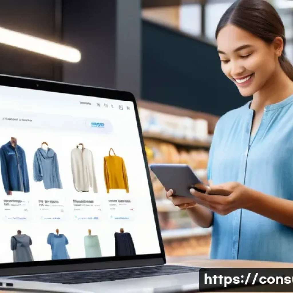 소비자 보호법 관련 최신 판례 분석 - A modern digital marketplace scene showing diverse consumers interacting with various online platfor...