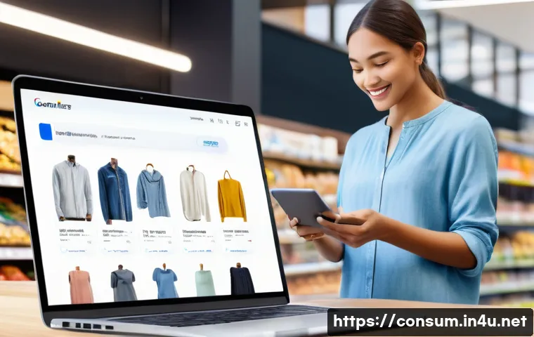 소비자 보호법 관련 최신 판례 분석 - A modern digital marketplace scene showing diverse consumers interacting with various online platfor...