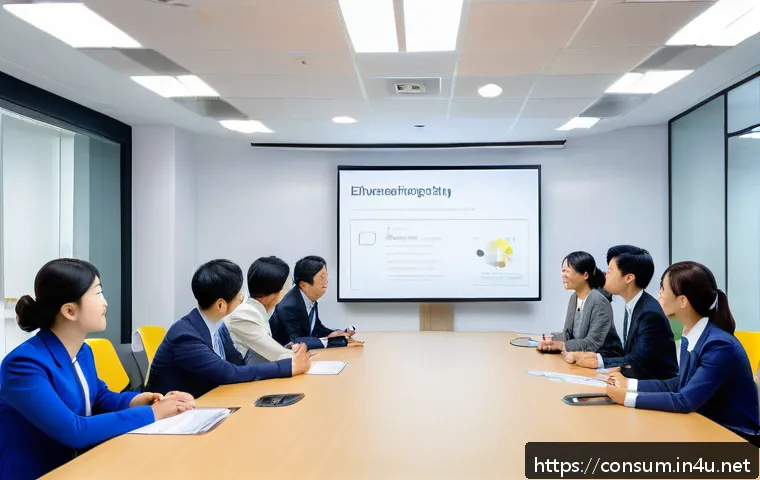 소비자 불만 처리 프로세스 개선 사례 - A modern corporate training room with diverse employees engaged in an empathy-based communication wo...