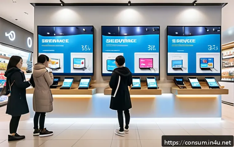 소비자중심 경영과 디지털 혁신의 연계 전략 연구와 분석 - A modern retail environment showcasing personalized customer service through digital interfaces: a d...