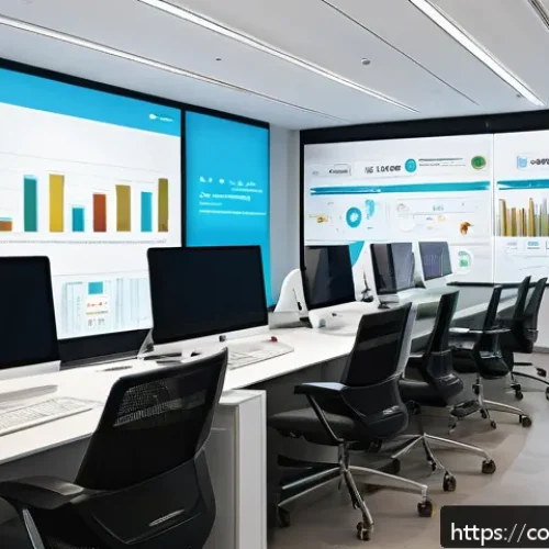 Home 30 소비자 보호 관련 연구와 미래 방향 - A modern corporate office environment with diverse professionals engaged in a transparent informatio...