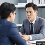 Home 23 소비자 불만 사례별 대응법 - A professional customer service representative calmly listening and empathizing with a middle-aged c...
