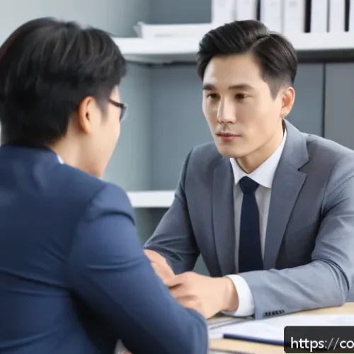 Home 17 소비자 불만 사례별 대응법 - A professional customer service representative calmly listening and empathizing with a middle-aged c...
