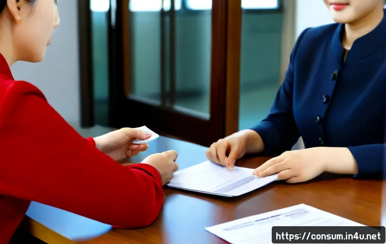 소비자 보호법 사례별 대응 전략 - Photorealistic consumer protection consultation in a bright modern office, a calm middle-aged woman ...